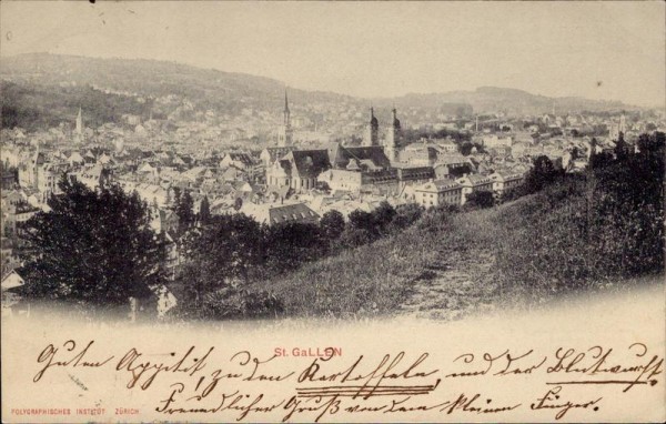 St. Gallen, Karte der Schweiz. Unfallversicherungs-AG Winterthur Vorderseite