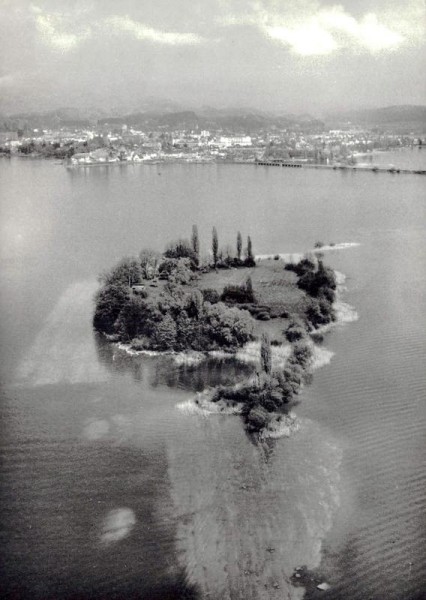 Insel Lützelau im Zürichsee, Flugaufnahme Vorderseite