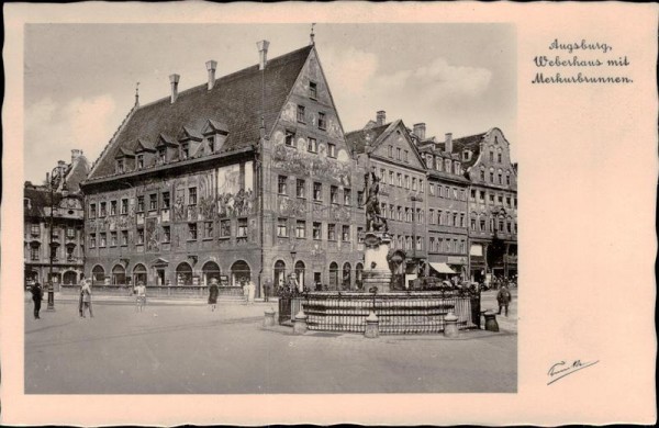 Augsburg Weberhaus mit Markusbrunnen Vorderseite