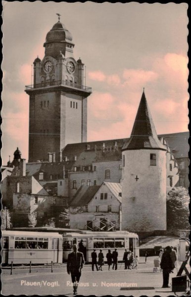 Plauen, Rathaus und Nonnenturm Vorderseite