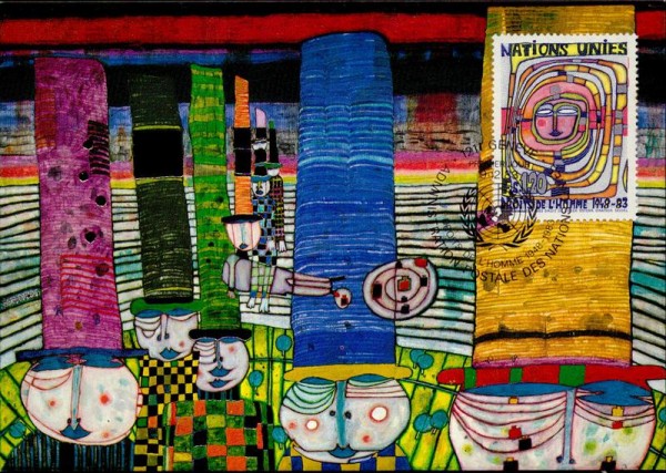 Hundertwasser, zum Jahrestag der allgemeinen Erklärung der Menschenrecht Vorderseite
