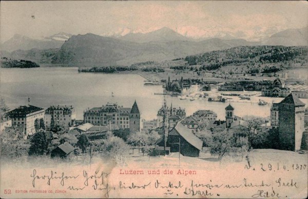 Luzern und die Alpen Vorderseite