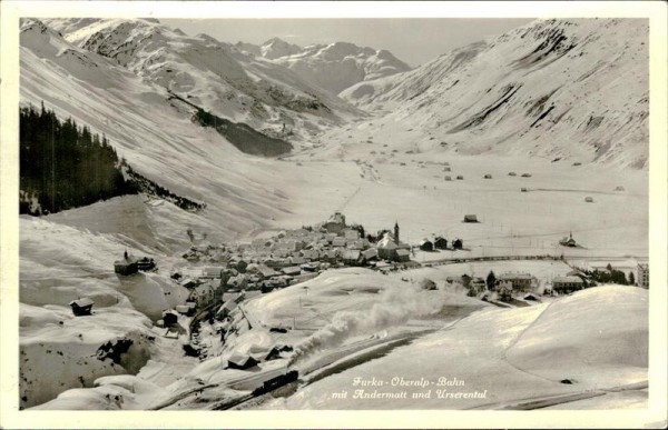 Furkapass mit Andermatt Vorderseite