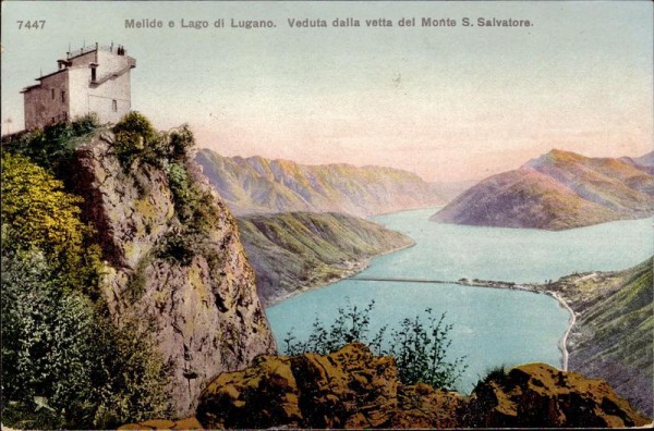 Melide e Lago di Lugano, Veduta dalla vetta del Monte S. Salvatore Vorderseite