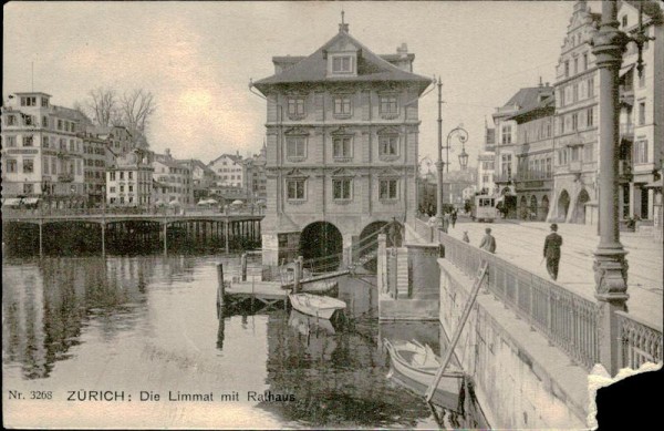 Zürich - Die Limmat mit Rathaus Vorderseite