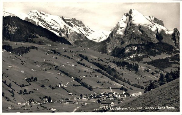 Alt St. Johann mit Säntis und Schafberg Vorderseite