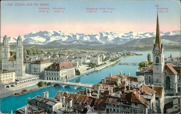 Zürich und die Alpen Vorderseite