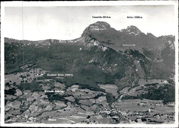 Oberschan und Malans mit Schwebebahn und Alvierkette Vorderseite