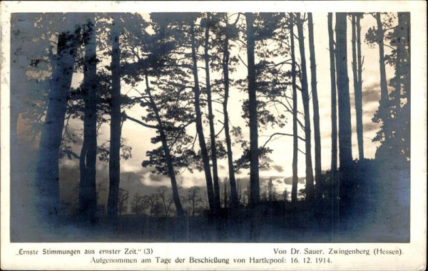 Ernste Stimmung aus ernster Zeit, Beschiessung von Hartlepool 1914 Vorderseite