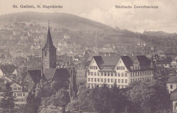 St.Gallen, St.Magnikirche und Städtische Gewerbeschule
