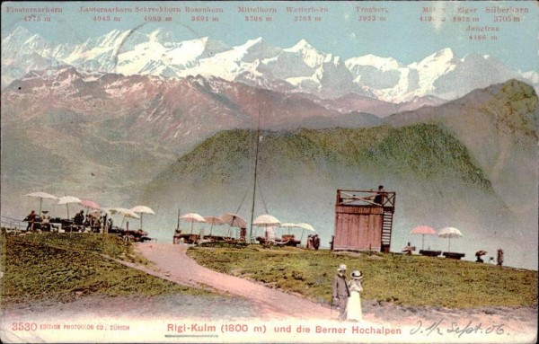 Rigi-Kulm (1800 m) und die Berner Hochalpen Vorderseite