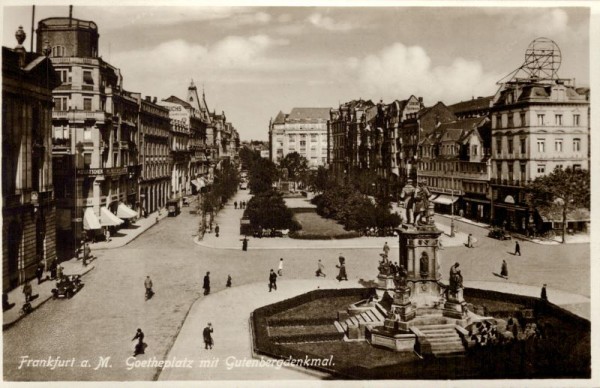 Frankfurt - Goetheplatz mit Gutenbergdenkmal