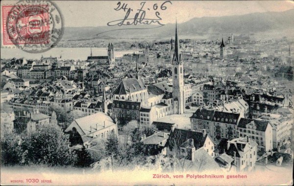 Zürich vom Polytechnikum gesehen. Vorderseite
