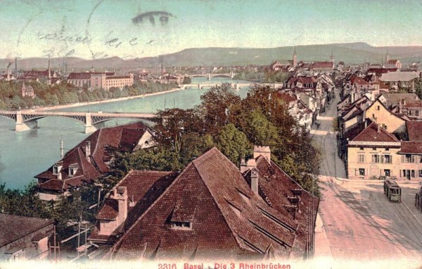 Basel, die drei Rheinbrücken Vorderseite