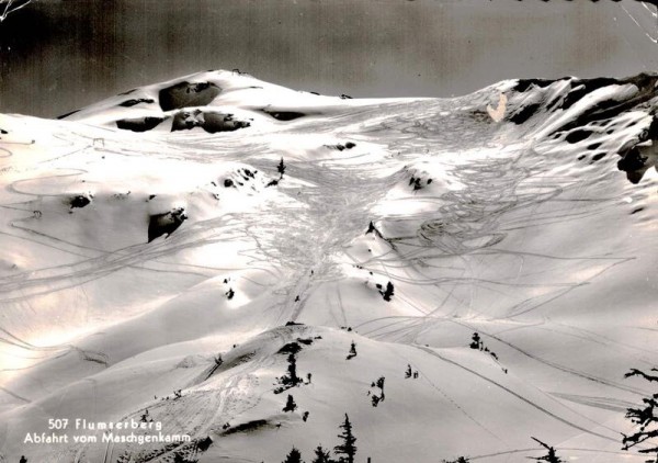 Flumserberg. Abfahrt vom Maschgenkamm Vorderseite