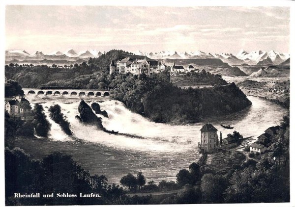 Rheinfall und Schloss Laufen Vorderseite