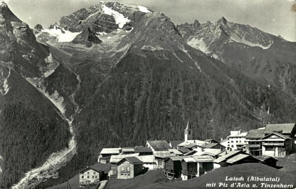 Latsch mit Piz d'Aela und Tinzenhorn Vorderseite
