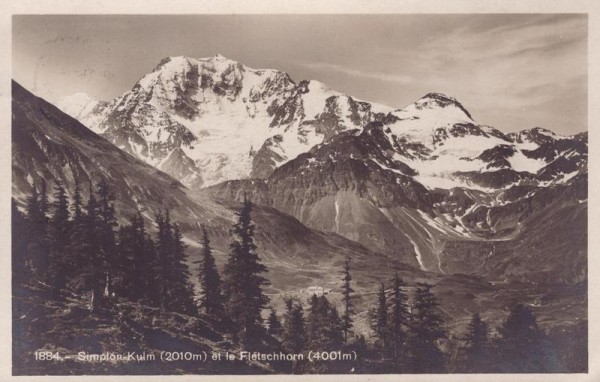 Simplon Kulm (2010 M) et le Fletschhorn (4001 M) Vorderseite