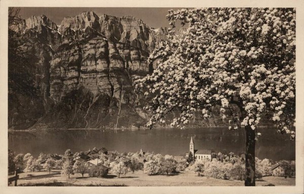 Blick auf Quarten, Wallensee (Walensee) u. Churfirsten. 1933 Vorderseite