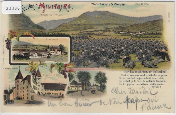 Souvenir Militaire - Sur les casernes de Colombier