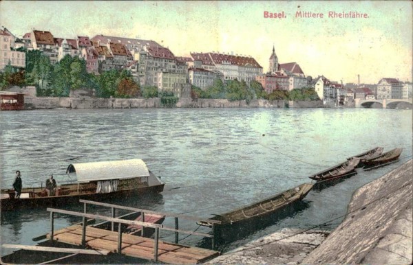Basel. Mittlere Rheinfähre Vorderseite