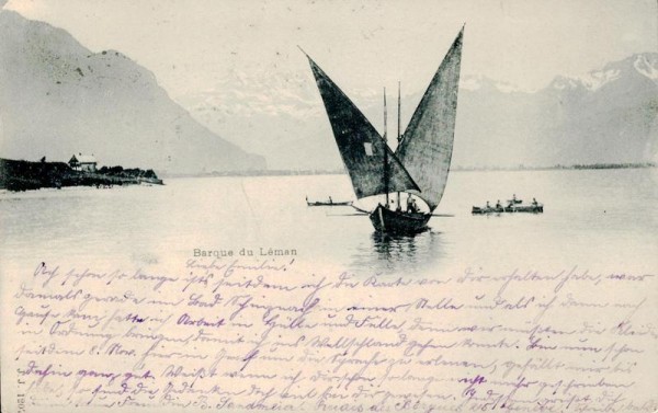 Segelboot am Genfersee um die Jahrhundertwende Vorderseite