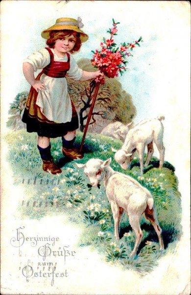 herzinnige Grüsse zum Osterfest Vorderseite