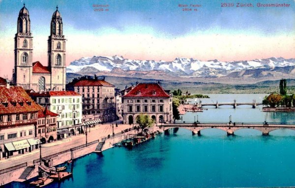 Zürich. Grossmünster und Glärnisch. 1930 Vorderseite