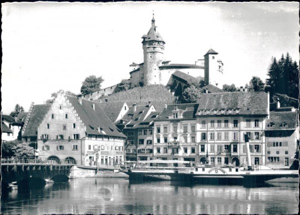 Schaffhausen, Rheinpartie mit Munot Vorderseite