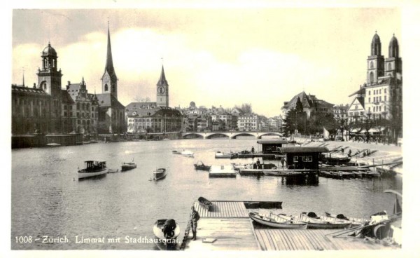 Limmat mit Stadthausquai, Zürich Vorderseite