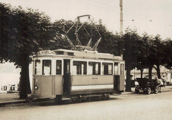 Lugano - La Santa, Motorwagen Ce 2/2 6, Postkartenbuch "Bus & Bahn in alten Ansichten" Vorderseite