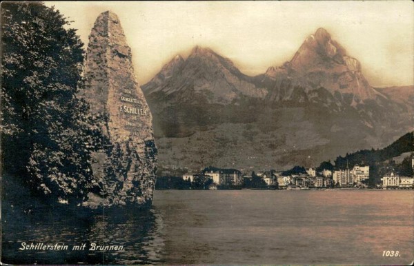 Schillerstein mit Brunnen Vorderseite