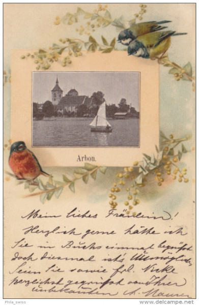 Arbon mit Kirche und Segelboot