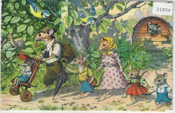 Mäuse-Familie auf dem Sonntags-Ausflug