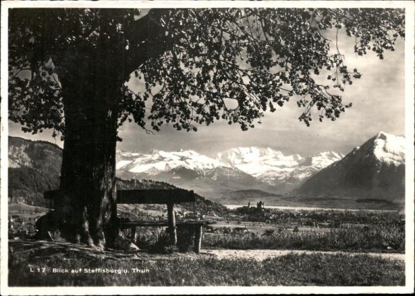 Blick auf Steffisburg und Thun. Vorderseite