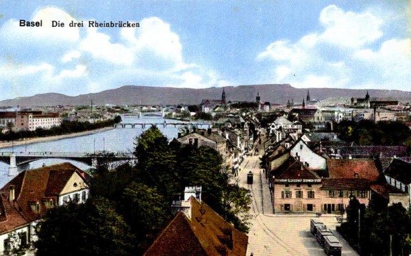 Basel, Die drei Rheinbrücken Vorderseite