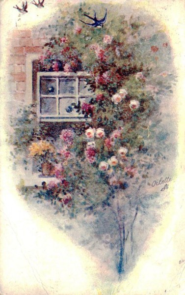 Fenster mit Blumen, Raphael Tuck Vorderseite