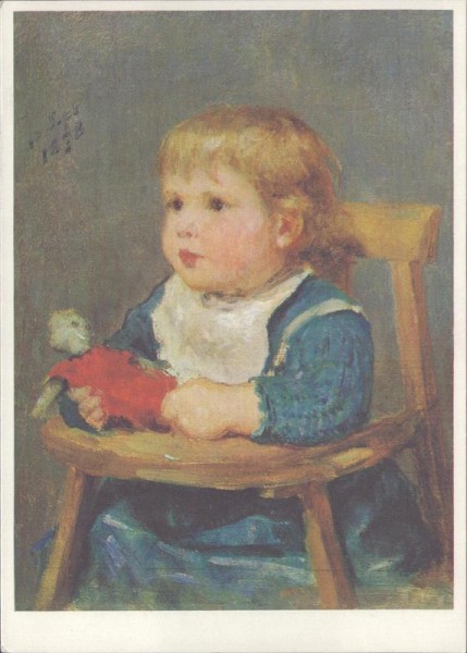 Albert Anker, Mädchen im Kinderstühlchen Vorderseite