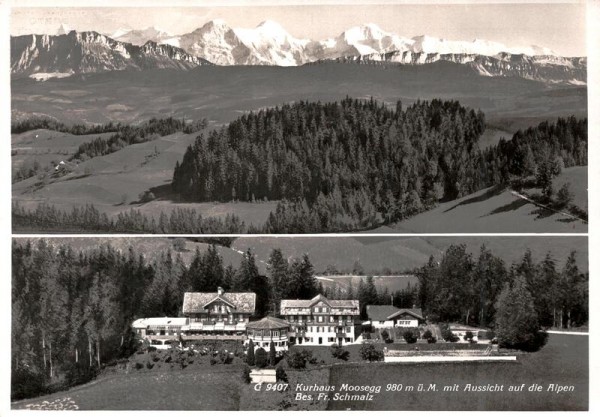 Kurhaus Moosegg mit Aussicht auf die Alpen Vorderseite