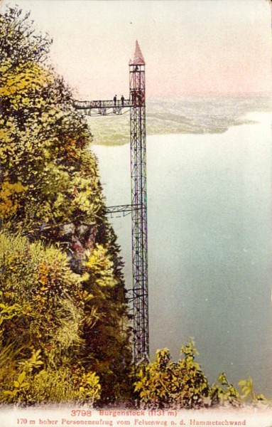 Bürgenstock. Personenaufzug vom Felsenweg n. d. Hammetschschwand