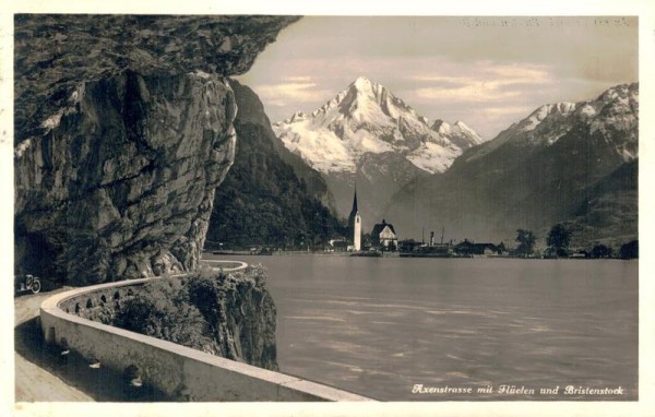Axenstrasse mit Flüelen und Bristenstock. 1933 Vorderseite