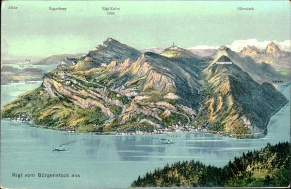 Rigi vom Bürgenstock aus. Vorderseite