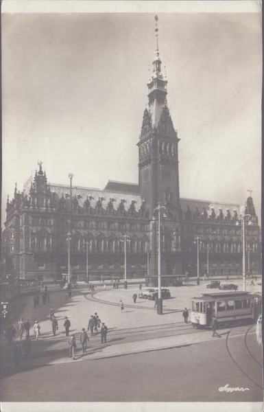 Hamburg, Rathaus und Rathausmarkt Vorderseite