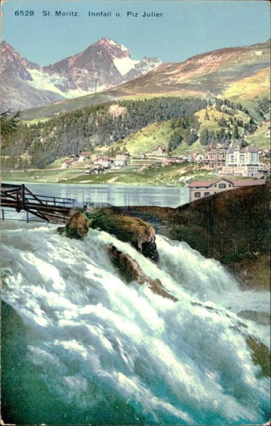 St. Moritz.  Innfall und Piz Julier. Vorderseite