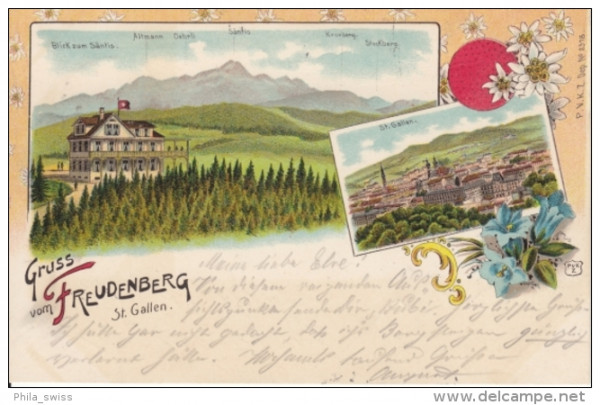 Freudenberg, Gruss aus (St. Galen) - farbige Litho