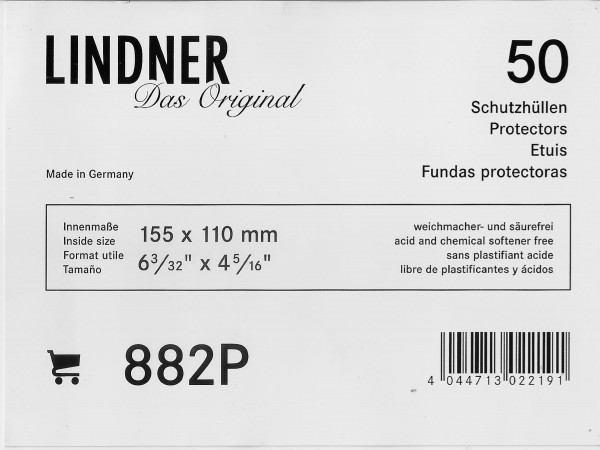882P Lindner AK Schützhüllen 50er-Packung Innenmaß 155 x 110 mm