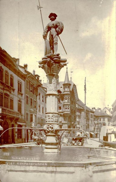 Schaffhausen, vier Röhrenbrunnen Vorderseite