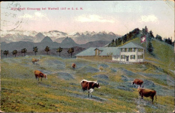 Wirtschaft Kreuzegg bei Wattwil (1317 m) Vorderseite