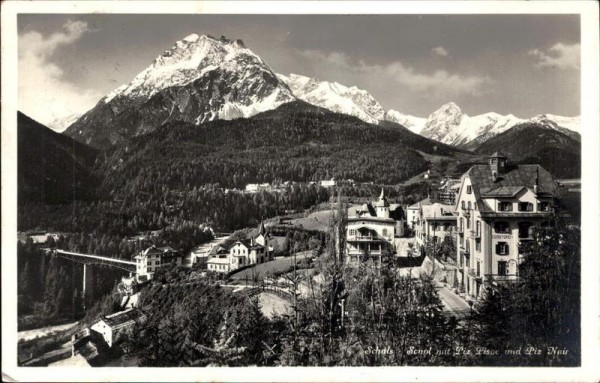 Scuol mit Piz Piscol und Piz Noire Vorderseite