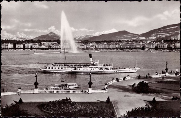 Genéve, la Rade, le Jet d'eau et le Mont-Blanc
